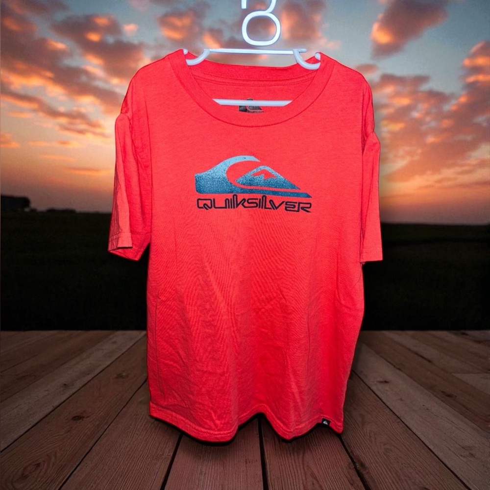 Quiksilver Vibrant Red Tee with Blue Logo